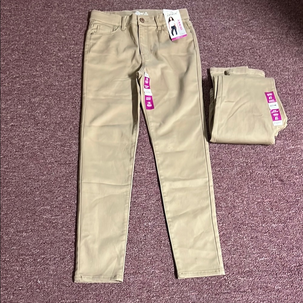 NWT Jordache High Rise Skinny Jeans Stretch Tan Size 16.  2 Pairs